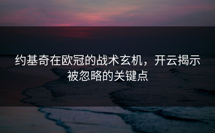 约基奇在欧冠的战术玄机，开云揭示被忽略的关键点
