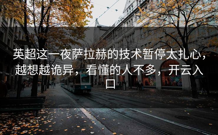英超这一夜萨拉赫的技术暂停太扎心，越想越诡异，看懂的人不多，开云入口