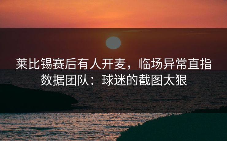莱比锡赛后有人开麦，临场异常直指数据团队：球迷的截图太狠